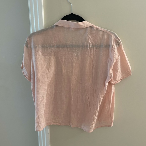 Vintage Pink Linen Shirt Short Sleeve - Picture 3 of 3